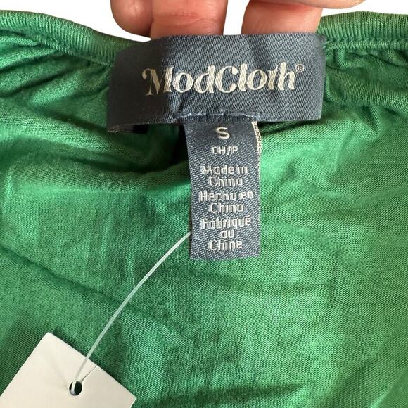 ModCloth Top Women's Vneck Green Small S/S M4402074 Stretch Casual Granolagirl - Picture 5 of 10